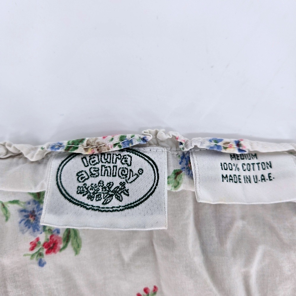 Laura Ashley Floral Nightgown Nap Sleep Dress White Pink Vintage 90s M Pintucks - Picture 4 of 9